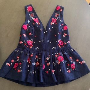 J.crew hand embellished peplum Sleeveless navy top
